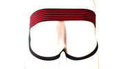 Rouge - Lederen Jockstrap met Stripes - Zwart/Rood-Erotiekvoordeel.nl