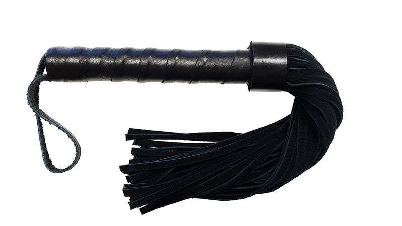 Rouge - Korte Suede Flogger met Lederen Handvat - Zwart-Erotiekvoordeel.nl