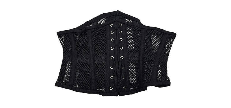 Rouge - Mesh Corset - Maat L-XL - Zwart-Erotiekvoordeel.nl