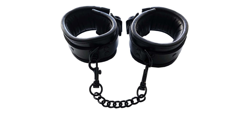 Rouge - Lederen Gevoerde Polsboeien - Zwart-Erotiekvoordeel.nl