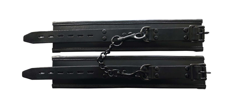 Rouge - Lederen Gevoerde Polsboeien - Zwart-Erotiekvoordeel.nl