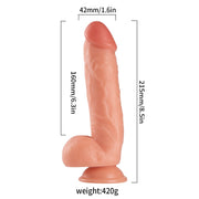 Lance's - PVC Dildo met Zuignap - 21,5 cm - Lichte Huidskleur-Erotiekvoordeel.nl