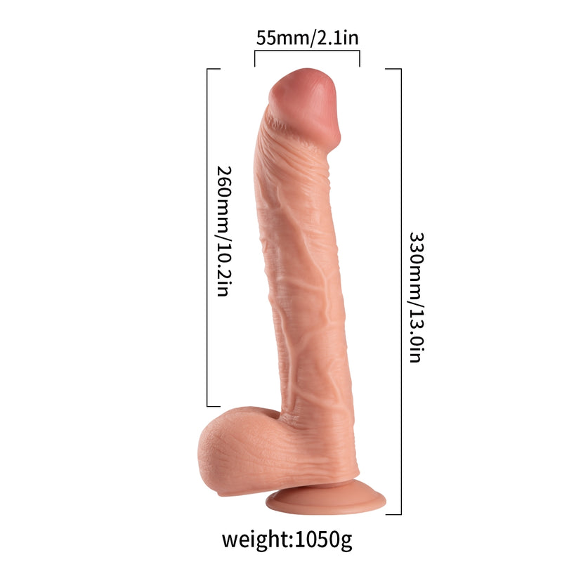 Lance's - PVC Dildo met Zuignap - 33,0 cm - Lichte Huidskleur-Erotiekvoordeel.nl