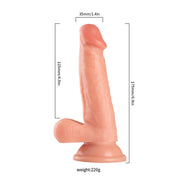 Lance's - PVC Dildo met Balzak en Zuignap - 17,0 cm - Lichte Huidskleur-Erotiekvoordeel.nl