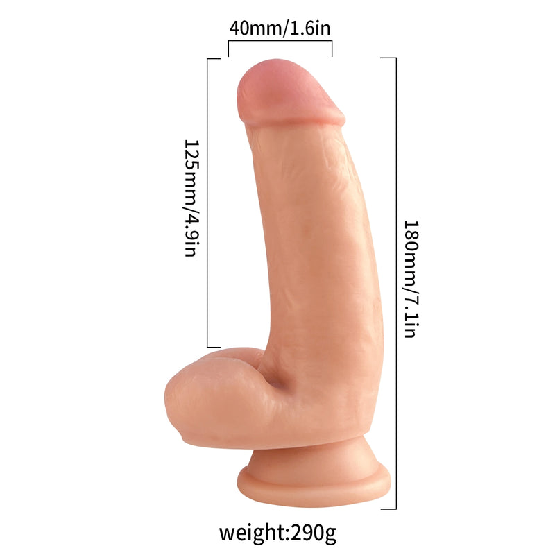 Lance's - PVC Dildo met Balzak - 17,0 cm - Lichte Huidskleur-Erotiekvoordeel.nl