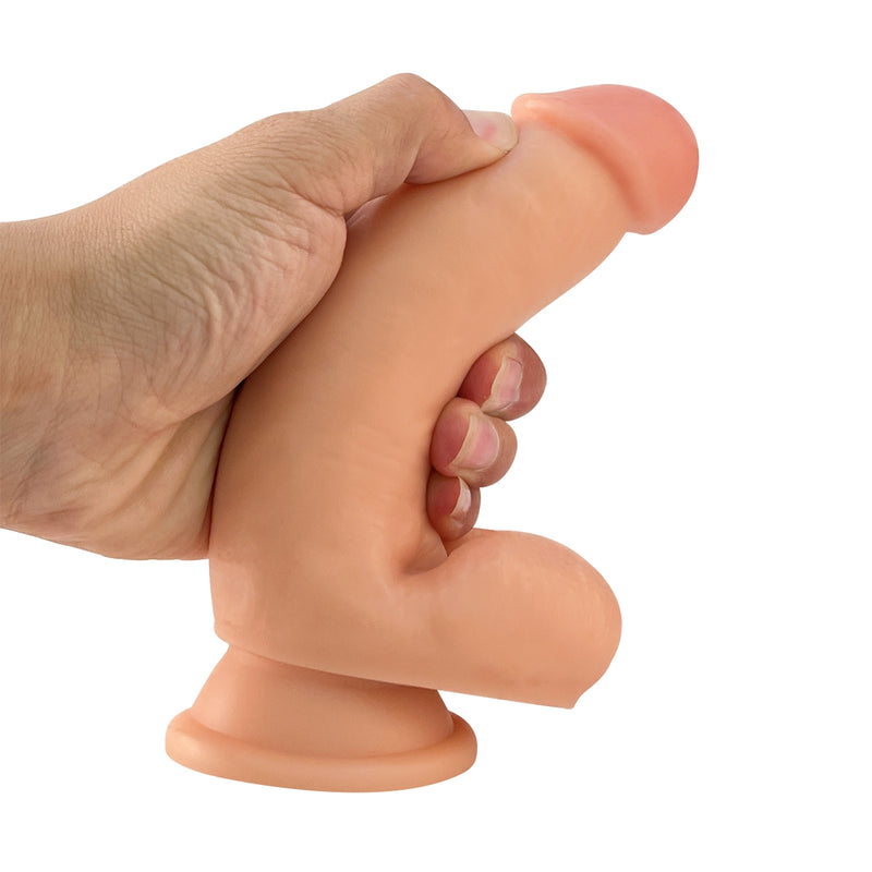Lance's - PVC Dildo met Balzak - 17,0 cm - Lichte Huidskleur-Erotiekvoordeel.nl
