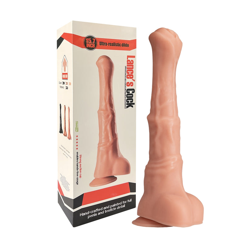 Lance's - PVC Dildo with Suction Cup - 41.9 cm - Light Skin Tone - Erotiekvoordeel.nl