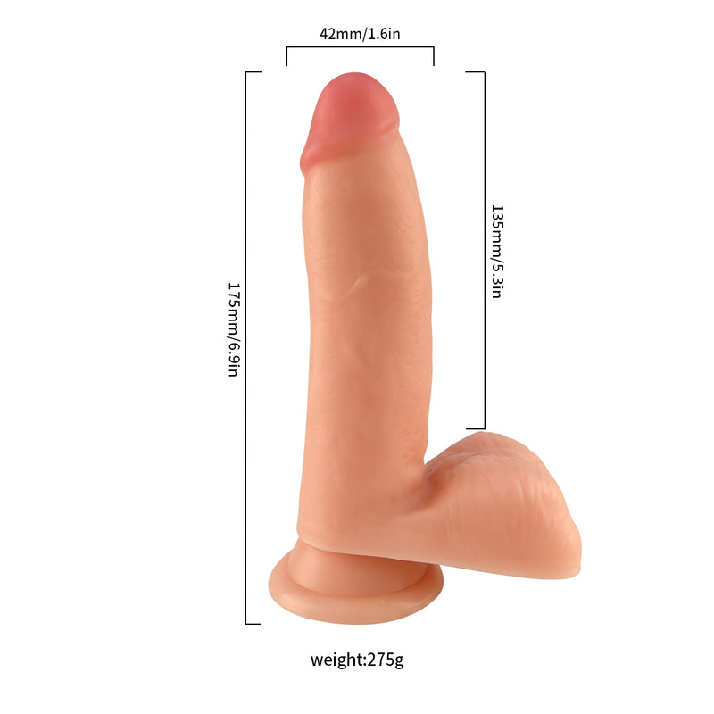 Lance's - PVC Dildo met Zuignap - 17,5 cm - Lichte Huidskleur-Erotiekvoordeel.nl