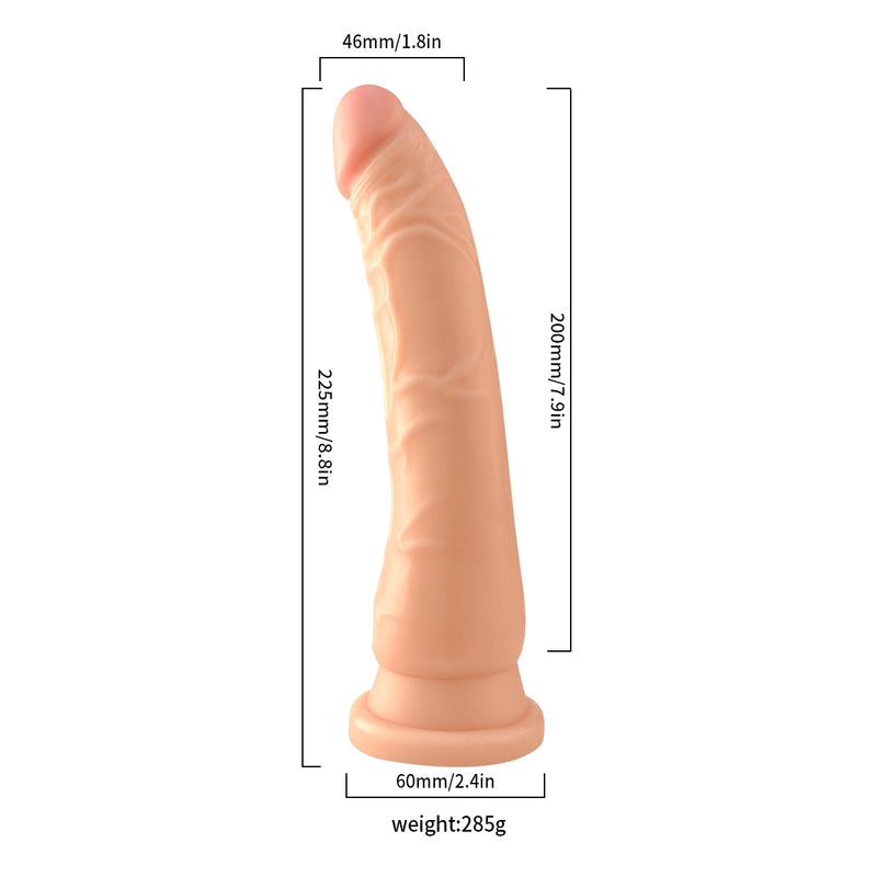 Lance's - PVC Dildo met Zuignap - L - 22,5 cm - Lichte Huidskleur-Erotiekvoordeel.nl