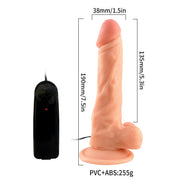 Lance's - Vibrierender PVC-Dildo mit Saugnapf - 19,1 cm - Helle Hautfarbe - Erotiekvoordeel.nl