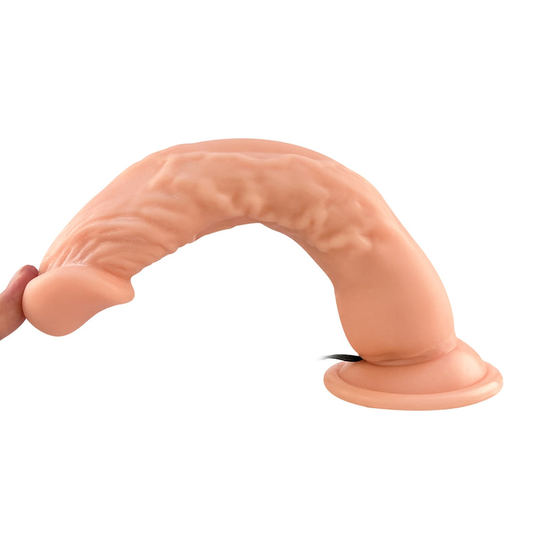 Lance's - Vibrierender PVC-Dildo mit Saugnapf - 19,1 cm - Helle Hautfarbe - Erotiekvoordeel.nl