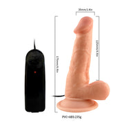 Lance's - Vibrierender PVC-Dildo mit Saugnapf - 16,5 cm - Helle Hautfarbe - Erotiekvoordeel.nl