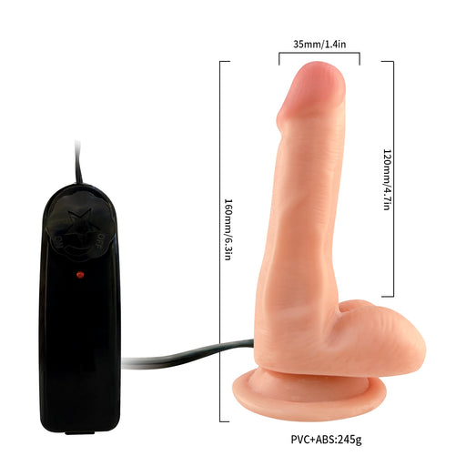 Lance's - Vibrierender PVC-Dildo mit Saugnapf - HARRY - 17,5 cm - Helle Hautfarbe - Erotiekvoordeel.nl