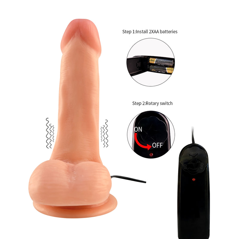 Lance's - Vibrierender PVC-Dildo mit Saugnapf - HARRY - 17,5 cm - Helle Hautfarbe - Erotiekvoordeel.nl
