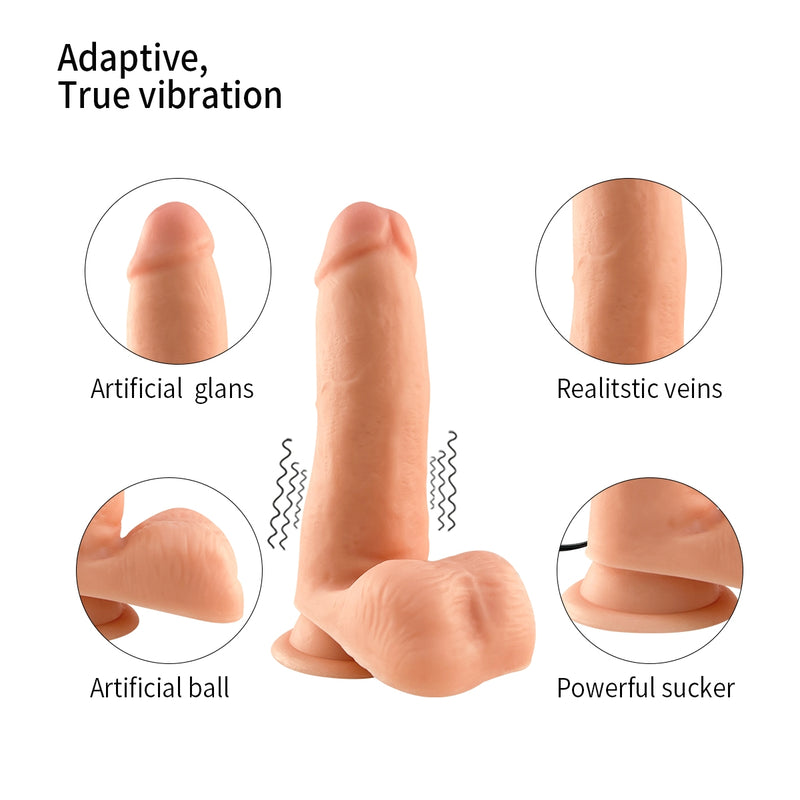 Lance's - Vibrierender PVC-Dildo mit Saugnapf - TOM - 17,5 cm - Helle Hautfarbe - Erotiekvoordeel.nl