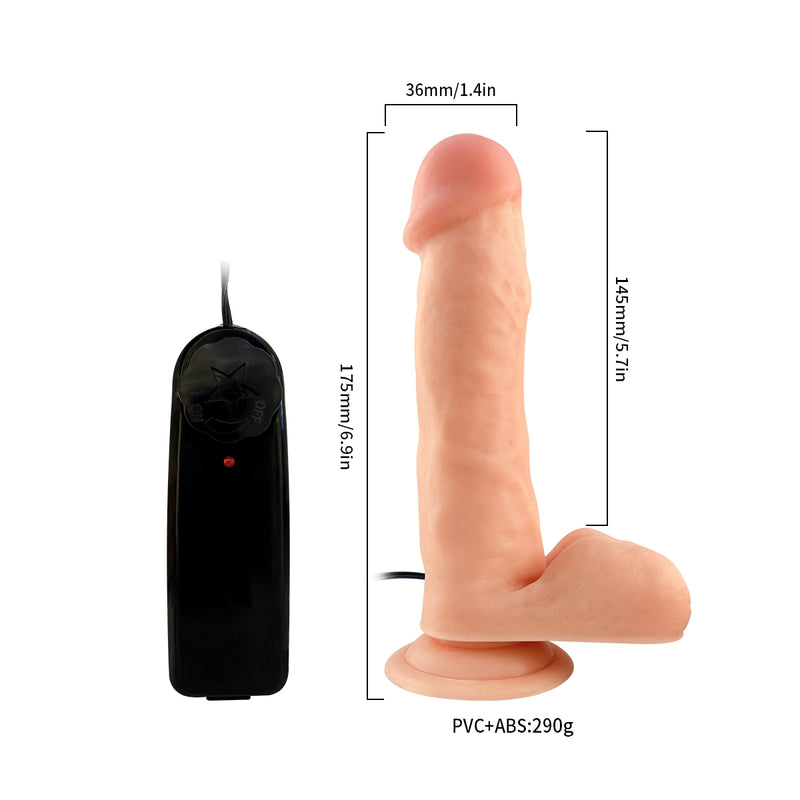 Lance's - Vibrierender PVC-Dildo mit Saugnapf - DICK - 17,5 cm - Helle Hautfarbe - Erotiekvoordeel.nl