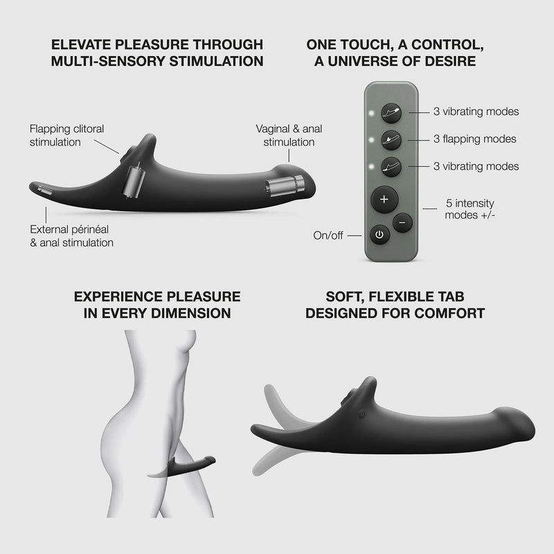 Strap-On-Me - Multi Orgasm Dildo - Strapless Strap-on met Luchtdruk Stimulatie - Zwart-Erotiekvoordeel.nl