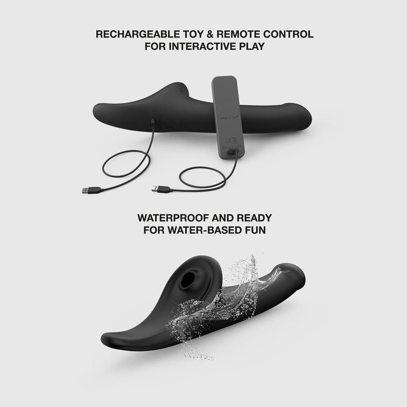 Strap-On-Me - Multi Orgasm Dildo - Strapless Strap-on met Luchtdruk Stimulatie - Zwart-Erotiekvoordeel.nl