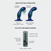 Strap-On-Me - Vibrierender Dildo mit Fingermöglichkeit - Größe M - Blau - Erotiekvoordeel.nl