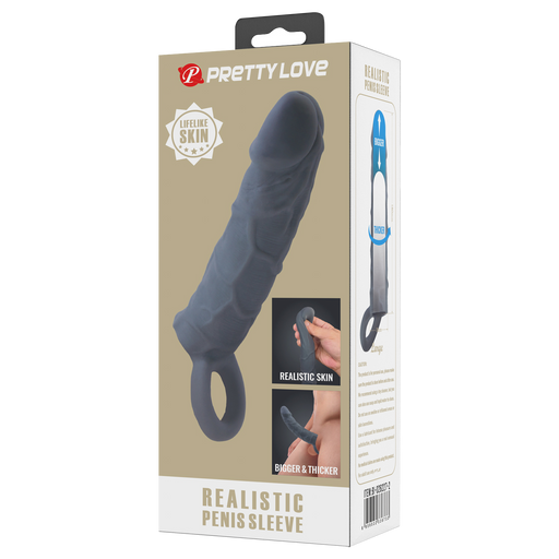 Pretty Love - Laige - Realistische Penis Sleeve - Donkergrijs-Erotiekvoordeel.nl