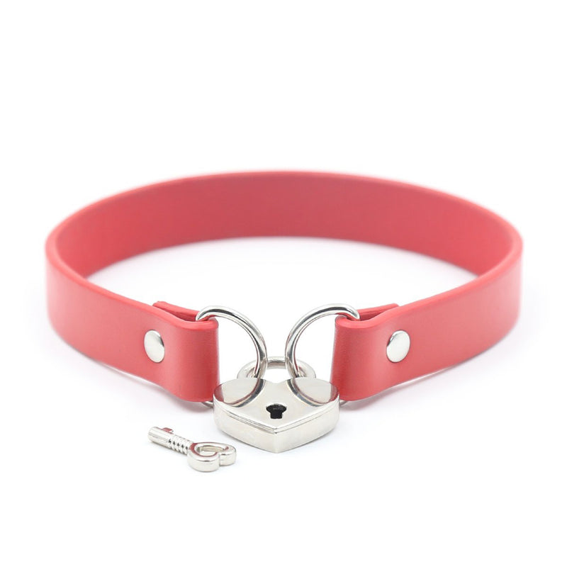 Smart Moves - Collar met Hartvormig Slotje - Rood-Erotiekvoordeel.nl