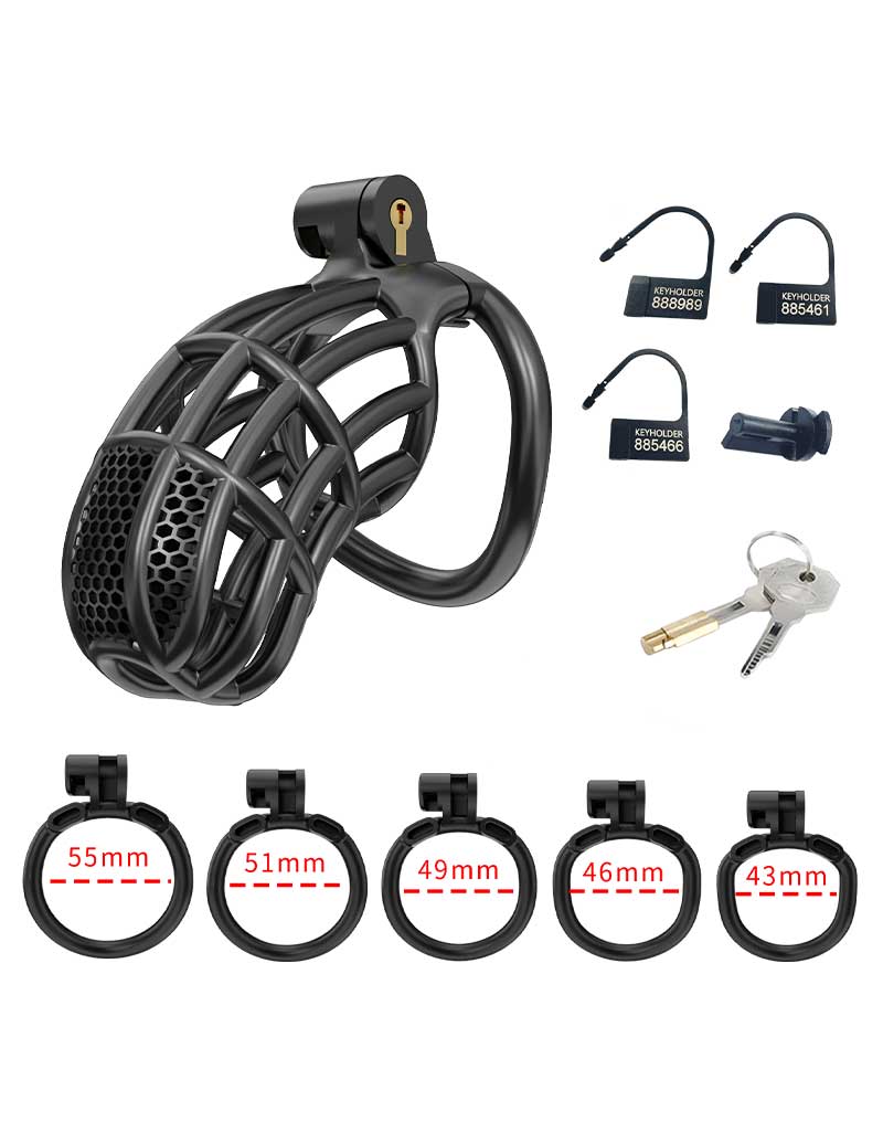 Rimba P-Cage - P-Cage PC06 - Kuisheidskooi - Peniskooi - Maat L - Zwart-Erotiekvoordeel.nl