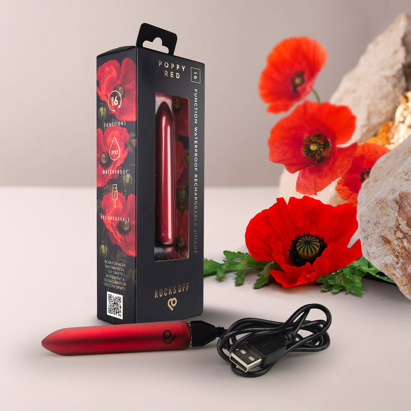 Rocks-off - Oplaadbare Bullet Vibrator - Poppy Red-Erotiekvoordeel.nl
