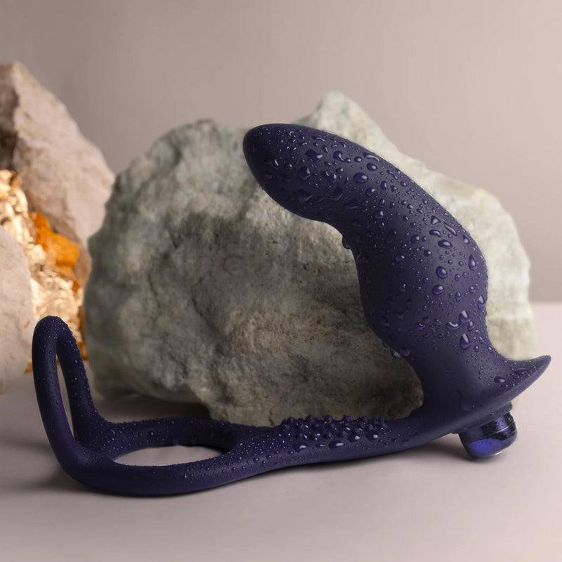 Rocks-Off - Nova Zenturian - Prostaatplug met penis- en testikelringen - Blauw-Erotiekvoordeel.nl