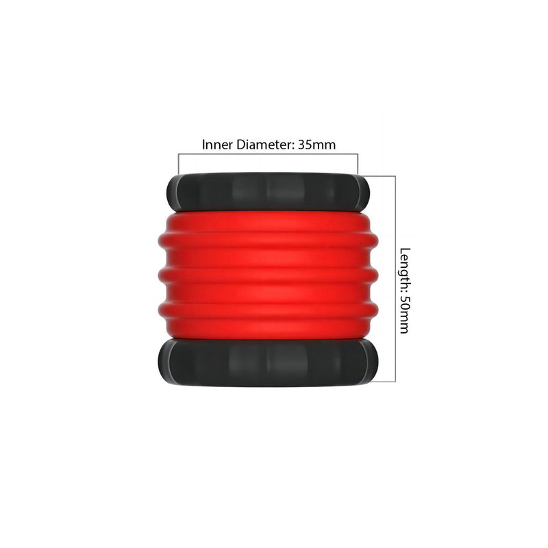 Kiotos - 2 in 1 Siliconen Cockring & Ball Stretcher - Rood/Zwart-Erotiekvoordeel.nl