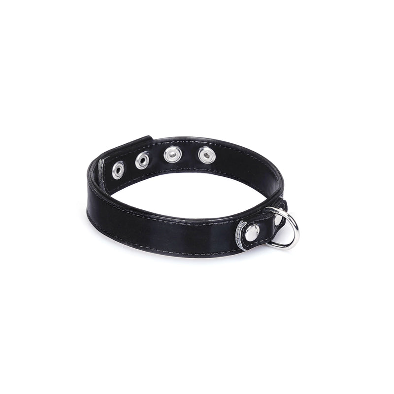 Liebe Seele - Metallic Shade - Vegan PU Lederen Collar met Tepelklemmen - Zwart