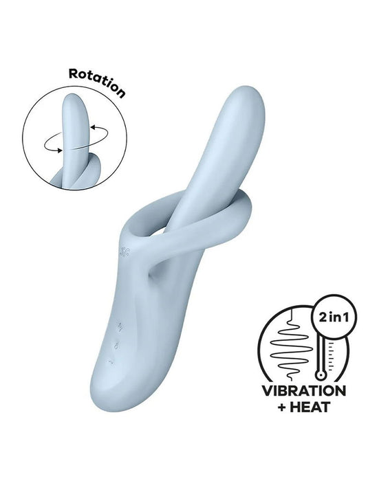 Satisfyer - Heat Flex 4 - Verwarmende Rabbit Vibrator - Lichtblauw-Erotiekvoordeel.nl