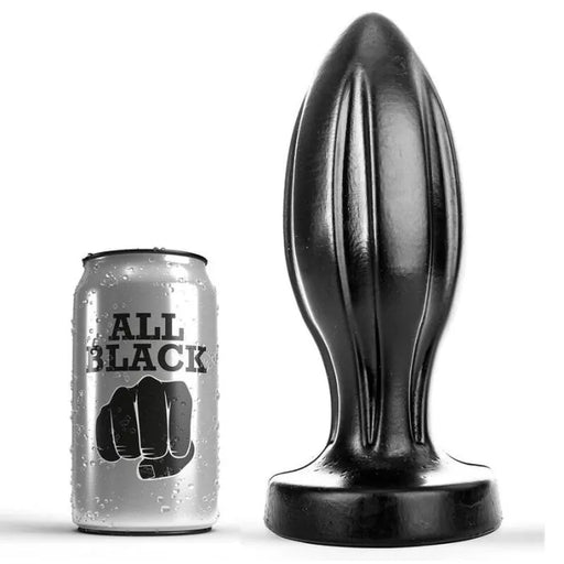 All Black - Grote Buttplug met Groeven - 21 cm - Zwart-Erotiekvoordeel.nl