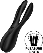 Satisfyer - Threesome 2 - Multifunctionele Vibrator Met 3 Voelsprieten - Zwart-Erotiekvoordeel.nl