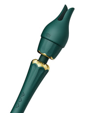 Zalo - Kyro - Wand Vibrator - Met 2 Opzetstukken - Smaragdgroen-Erotiekvoordeel.nl