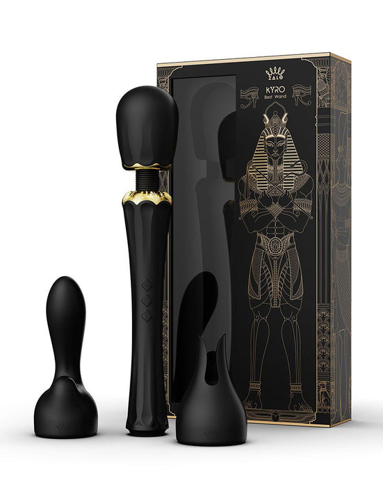 Zalo - Kyro - Wand Vibrator - Met 2 Opzetstukken - Zwart-Erotiekvoordeel.nl