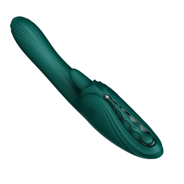 ZALO - Ares - Likkende G-Spot Rabbit Vibrator - Verwarmend - App Control - Smaragd Groen-Erotiekvoordeel.nl