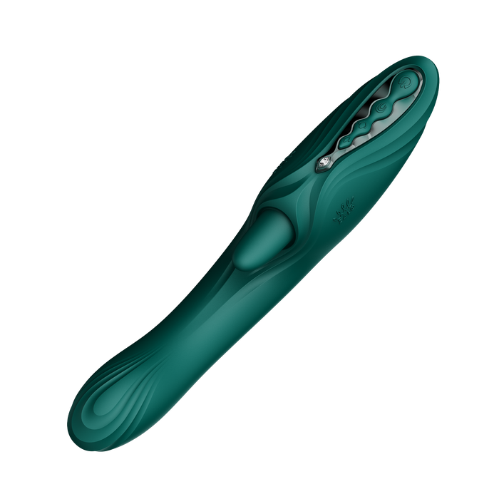 ZALO - Ares - Likkende G-Spot Rabbit Vibrator - Verwarmend - App Control - Smaragd Groen-Erotiekvoordeel.nl