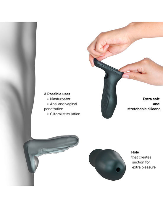 ManWan - Ryzer - Penis Extender en Zachte Masturbatie Sleeve - Dennengrijs-Erotiekvoordeel.nl