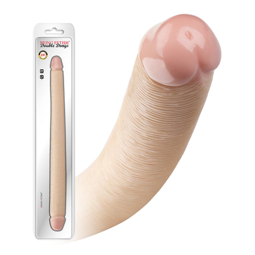 Being Fetish - PVC Dubbele Realistische Dildo 48,5 cm – Lichte Huidskleur-Erotiekvoordeel.nl