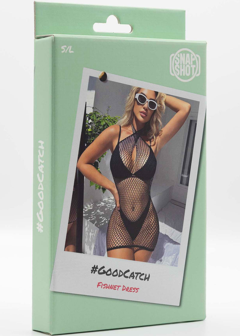Snapshot - #goodcatch - Visnet Mini Jurk - One Size - Zwart-Erotiekvoordeel.nl