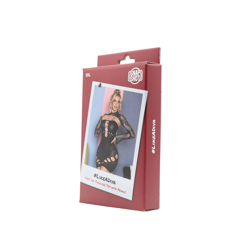 Snapshot - #likeadiva - Kleid und Schultertop mit Perlen - Einheitsgröße - Schwarz - Erotiekvoordeel.nl
