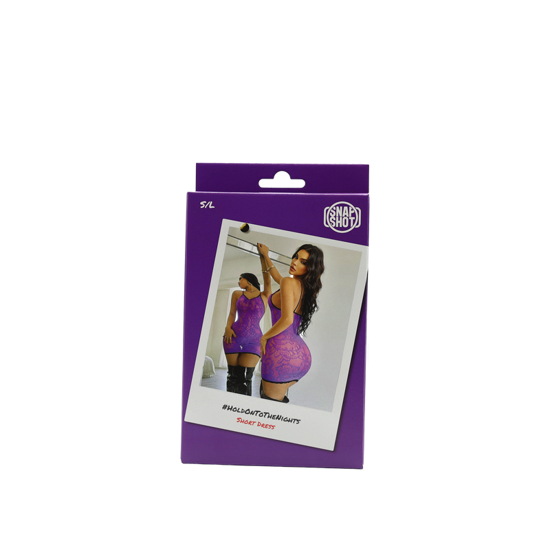 Snapshot - #holdontothenights - Sexy Kort Jurkje - One Size - Paars/Zwart