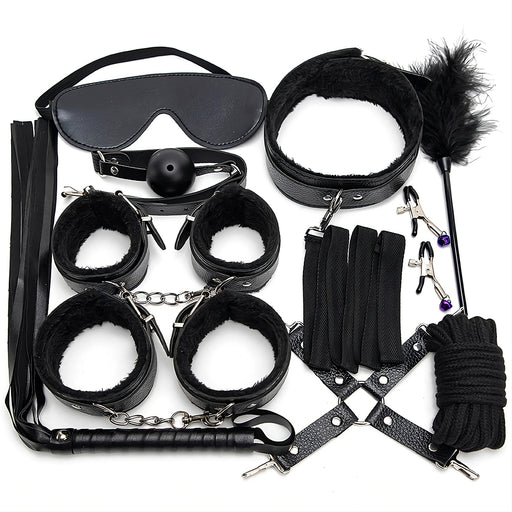 Fixxx - BDSM Bondageset - Gevoerd met Bont - Zwart-Erotiekvoordeel.nl