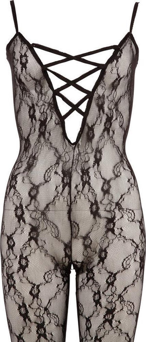 Mandy Mystery Erotic Catsuit met Diep Decolleté - Maat S/M - Zwart-Erotiekvoordeel.nl