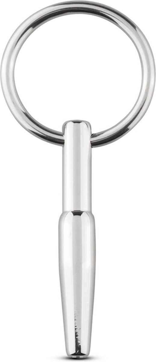 Sinner Holle Metalen Penisplug van Edelstaal met Ring-Erotiekvoordeel.nl