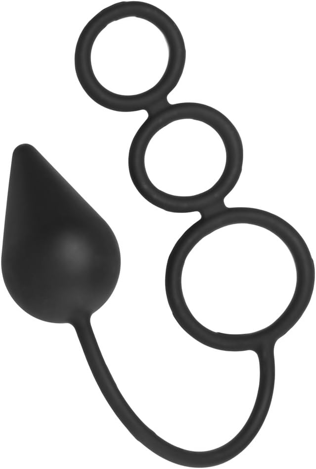 Master Series - Triple Threat - Driedubbele Cockring met Anaal Plug-Erotiekvoordeel.nl