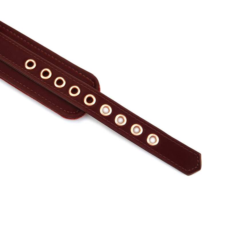 Liebe Seele - Metallic Shade Red - Vegan PU Lederen Collar - Rood/Rosé Goud