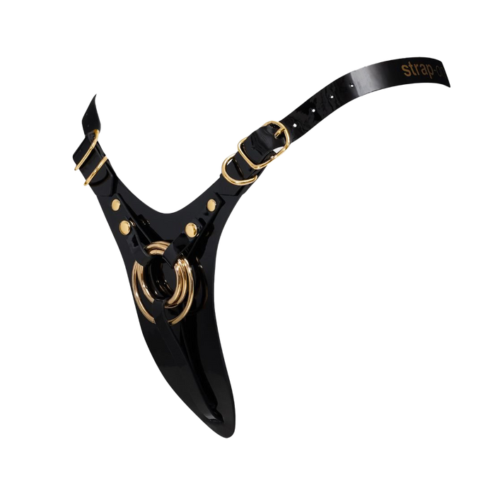 Strap-On-Me - Kunstleren Strapon Harnas Fabulous - Passend van XS t/m XXL - Zwart Lak-Erotiekvoordeel.nl