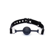 Liebe Seele - Metallic Shade - Ball Gag - Vegan PU Leer/Siliconen - Zwart-Erotiekvoordeel.nl
