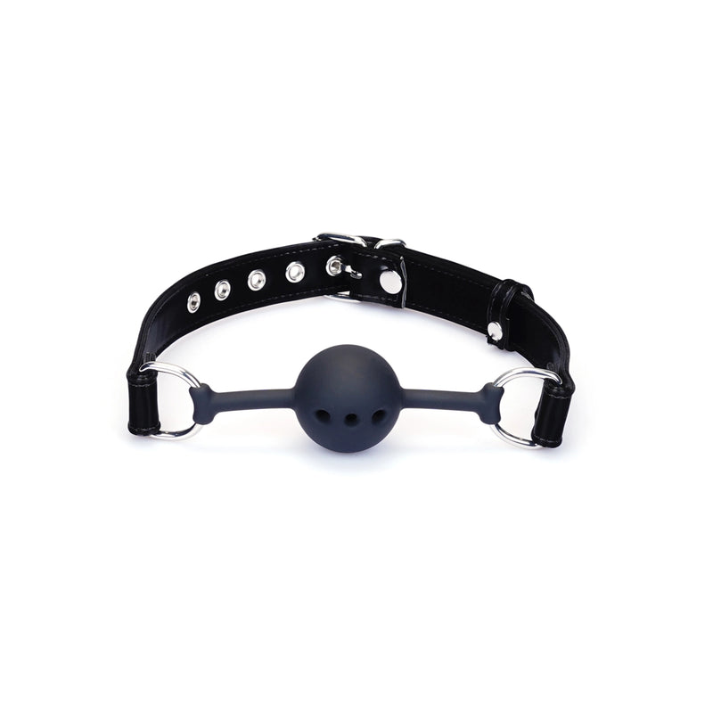 Liebe Seele - Metallic Shade - Ball Gag - Vegan PU Leer/Siliconen - Zwart-Erotiekvoordeel.nl